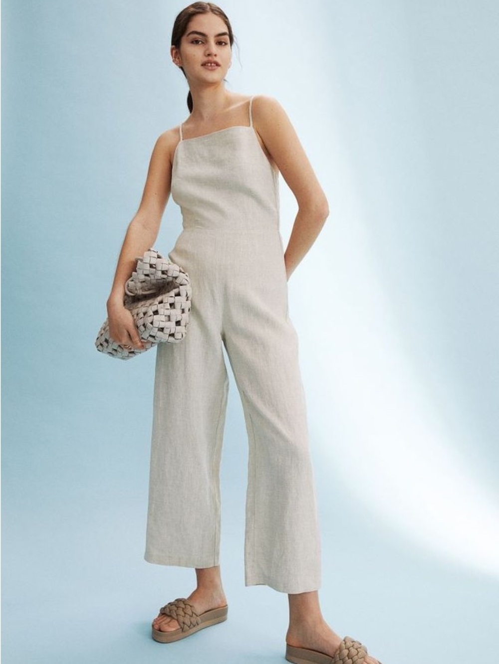 H&M • Cream Linen Jumpsuit